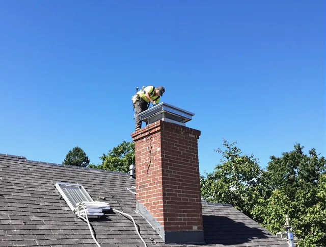 Placentia Chimney Sweep technician measuring a chimney cap in Placentia, CA