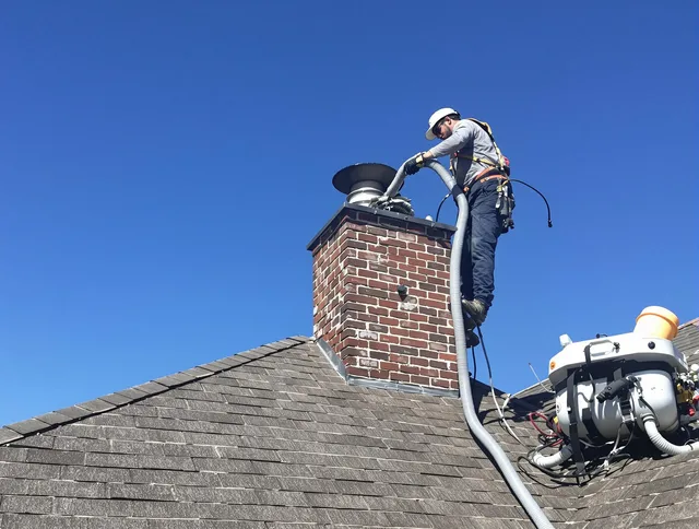 Dedicated Placentia Chimney Sweep team member cleaning a chimney in Placentia, CA