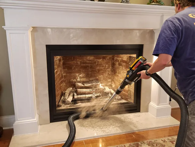 Fireplace cleaning performed by Placentia Chimney Sweep in Placentia, CA